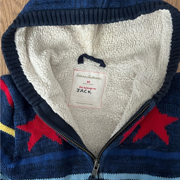 Hanna Andersson Sherpa lined knit zip up hoodie size 2t - Picture 2 of 4